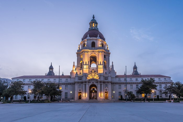 Pasadena City Hall at dusk