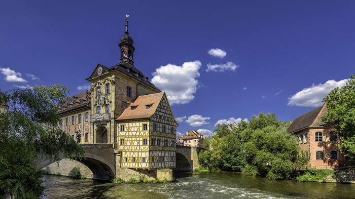 Bamberg Town Hall over River Regnitz, Germany