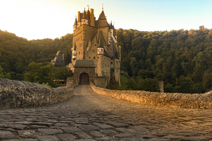 Eltz Castle, Germany, Medieval Castle and Cobblestone Bridge