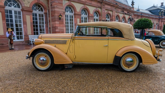 Yellow 1938 Opel Super Six Convertible