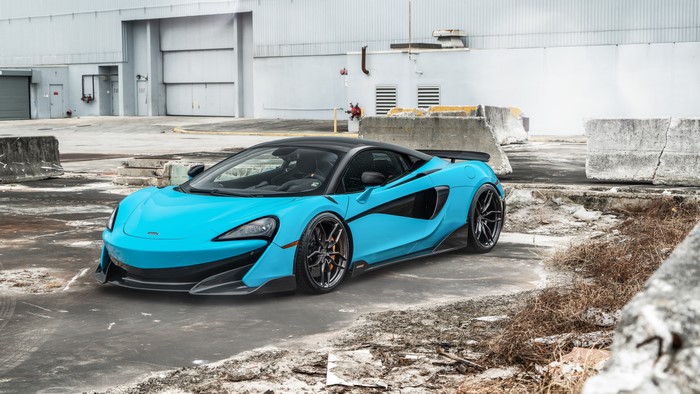 Light Blue McLaren 600LT in Urban Setting 4K