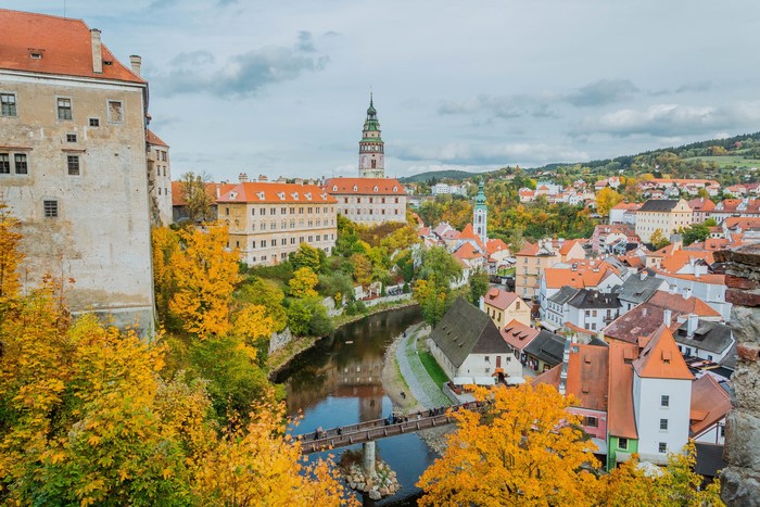 Cesky Krumlov Castle and Old Town in Autumn