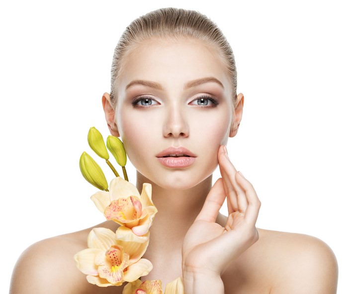 Beautiful Woman with Orchids