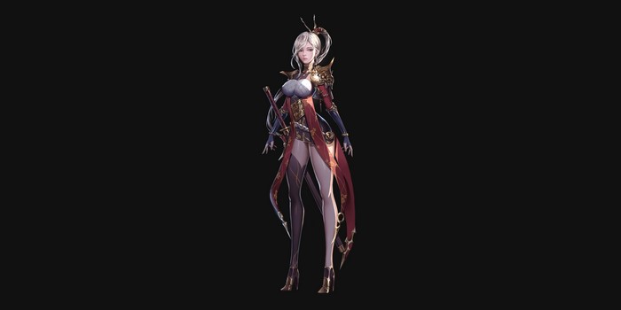 4K Blonde woman with sword by Jang Won Park