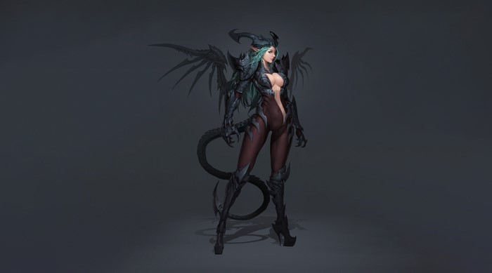 Demon Succubus with Wings and Tail