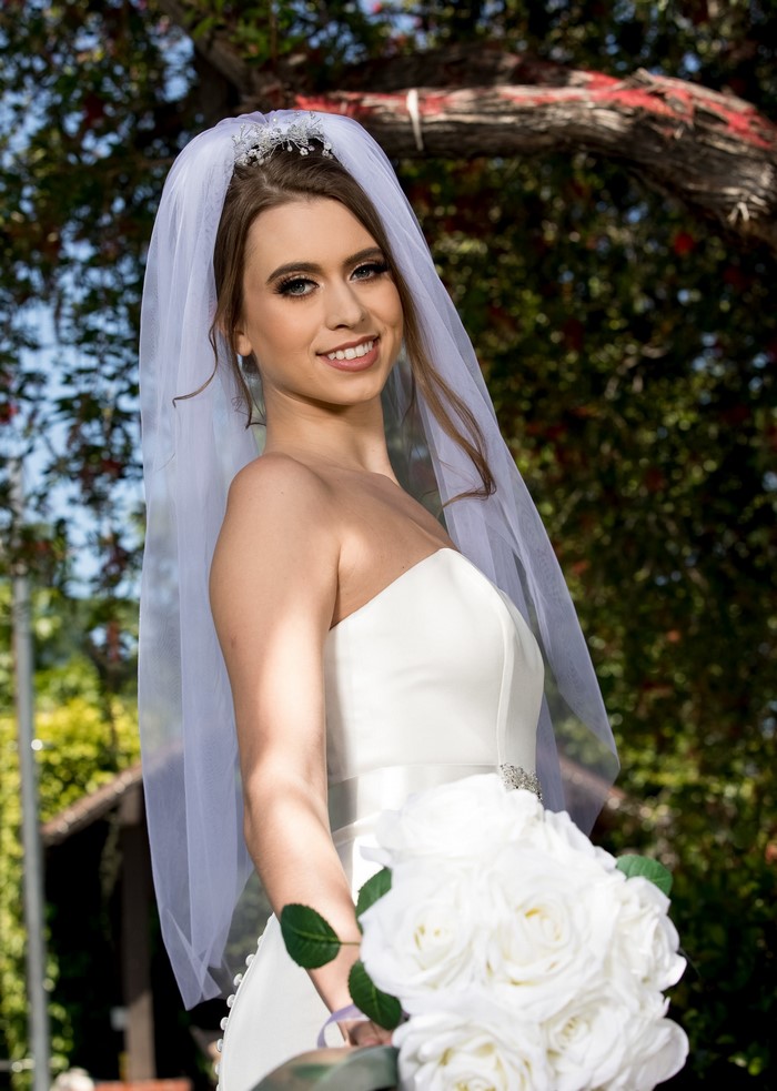 Bride in a white dress with a bouquet