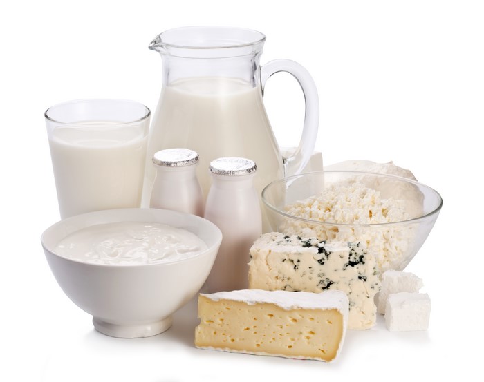 Dairy products: milk, cheese, yogurt, and sour cream