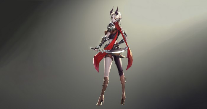 Demon Assassin with Scythe and Red Cape