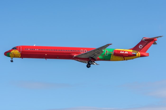 MD-83 airplane with football livery by DAT