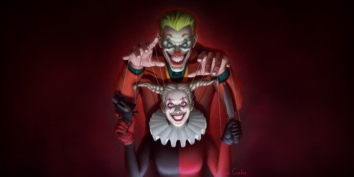 Joker as Puppet Master with Harley Quinn