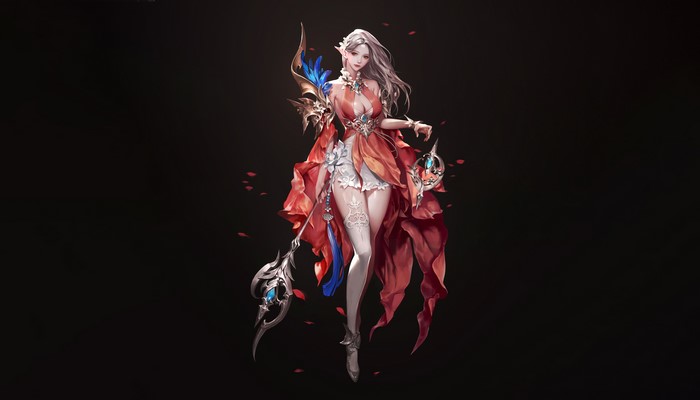 SOO JOOP Elf Mage in Red Dress 4K