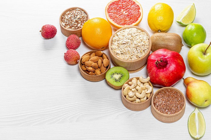 Assortment of Fruits, Nuts, and Grains