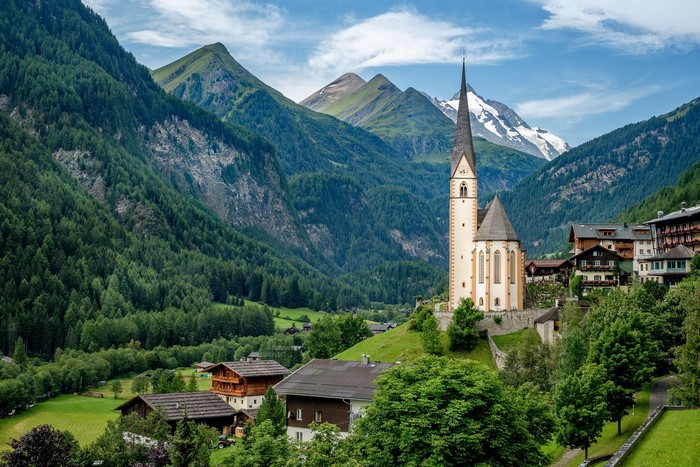 Heiligenblut Church and Houses in the Austrian Alps