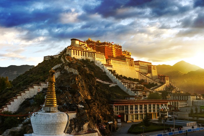Potala Palace in Lhasa, China at sunset