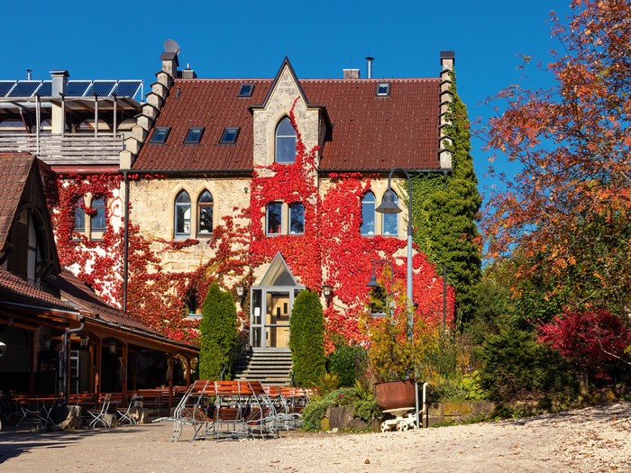 Restaurant in Swabian Alps, Germany during Autumn