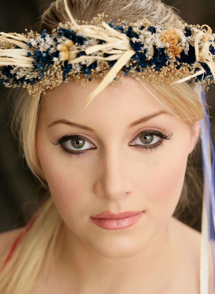Blonde girl with a floral wreath