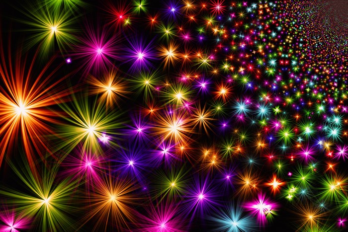 Multicolor starbursts and rays of light texture