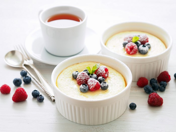 Dessert with Berries and Tea