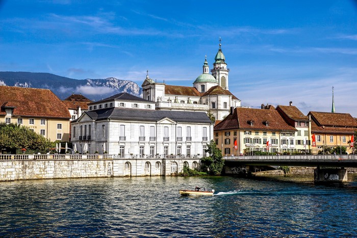 Solothurn Cathedral and River in Switzerland