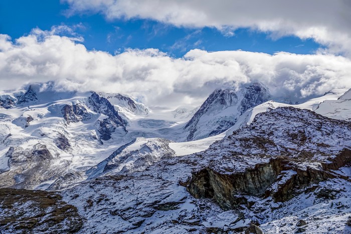 Snowy Mountains in the Alps, Switzerland