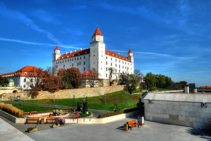 Bratislava Castle in Slovakia on a clear autumn day
