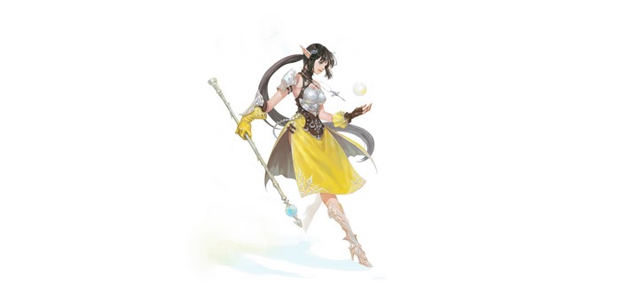 Elf Mage with Staff and Magic Orb
