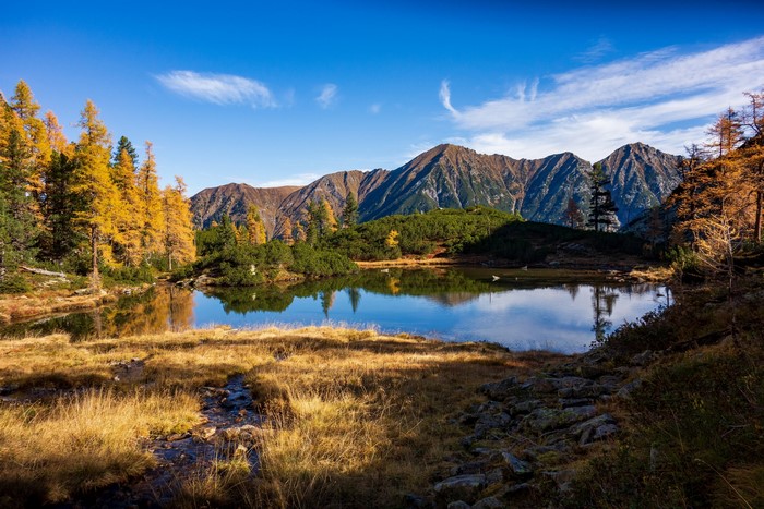 Autumn lake and mountains in Austria
