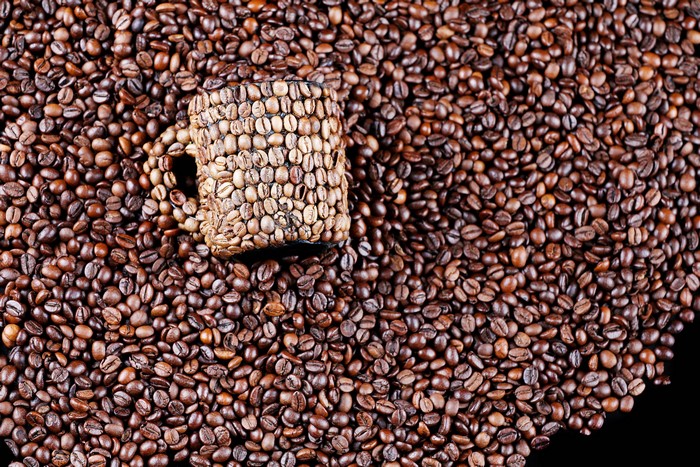 4K Coffee Mug Made of Coffee Beans