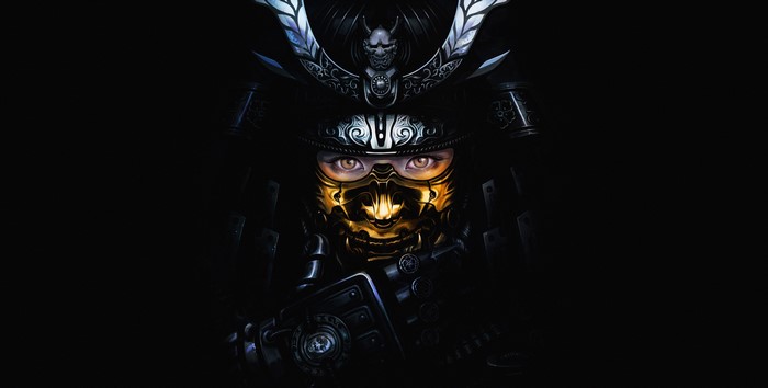 Mysterious Samurai Glance with Golden Mask