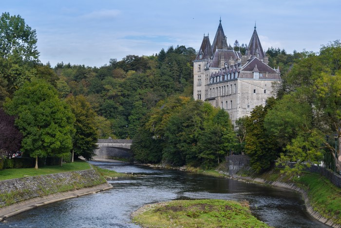 Castle Durbuy and River in Belgium