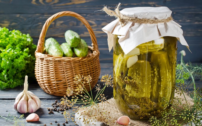 Pickled Cucumbers in a Jar with Dill and Garlic