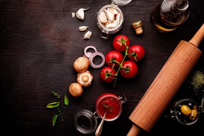 Pizza Ingredients with Rolling Pin