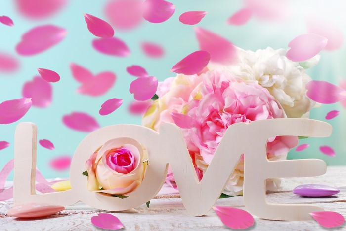 4K Love Letters with Pink Flowers and Petals