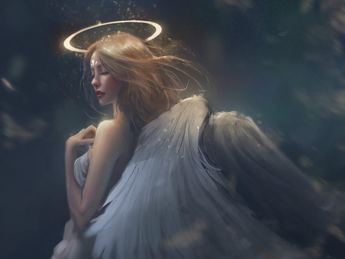 Angel with Halo and Wings by Trung Bui