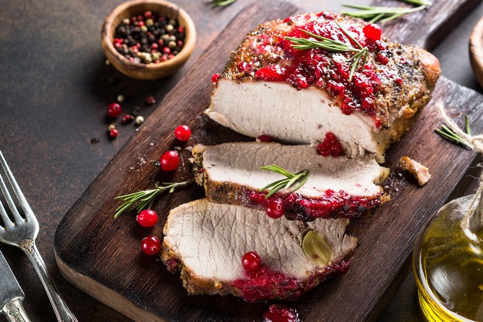 Roasted Meat with Cranberry Sauce and Rosemary