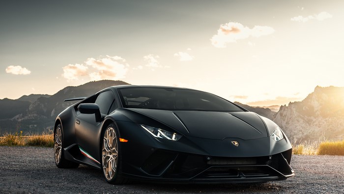 Matte Black Lamborghini Huracan Performante on Mountain Road