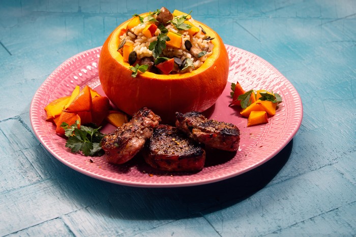 Stuffed Pumpkin with Rice and Meat