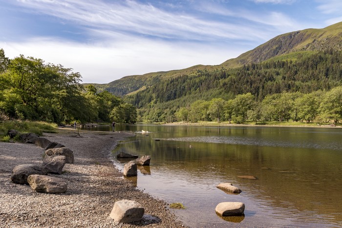 Loch Lubnaig, Scotland with Mountains and Forest