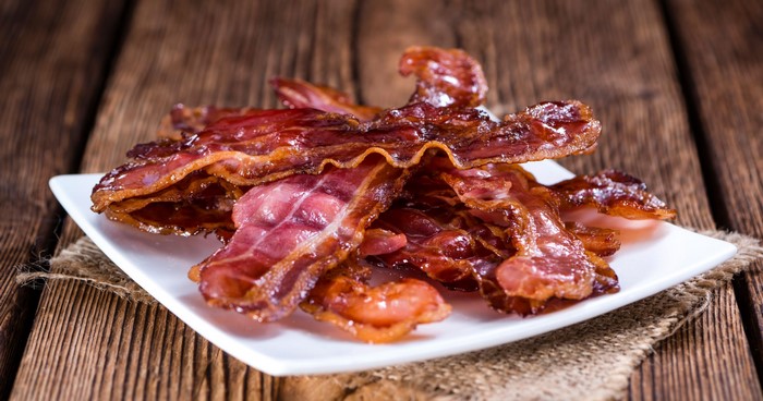 Crispy Bacon on a White Plate