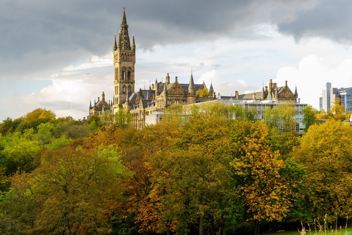 University of Glasgow Tower in Autumn, Scotland