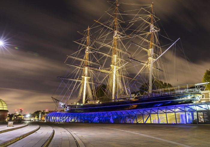 Cutty Sark Museum Ship at Night in London
