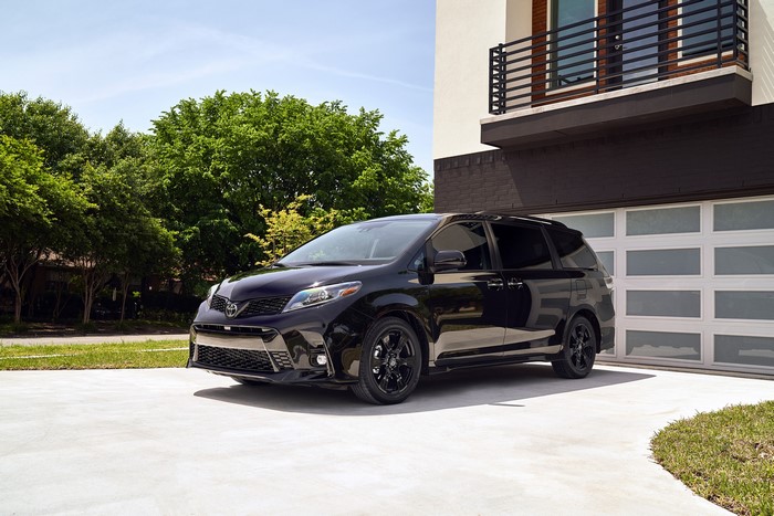 Black Toyota Sienna Nightshade parked in driveway