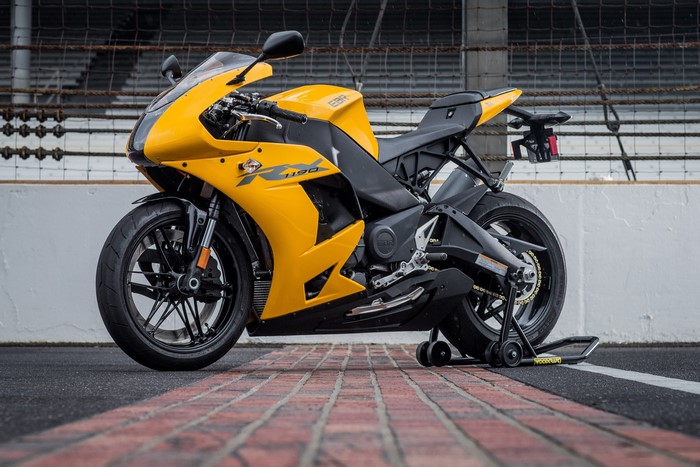 Yellow 2013-19 EBR 1190RX Motorcycle Side View