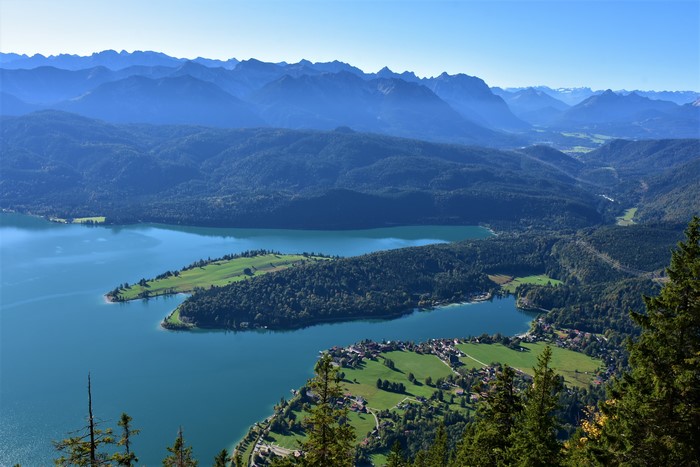 4K Walchensee Lake and Mountains in Bavaria, Germany from Above