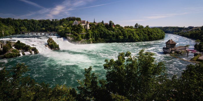 4K View of Rhein Falls in Schaffhausen, Switzerland