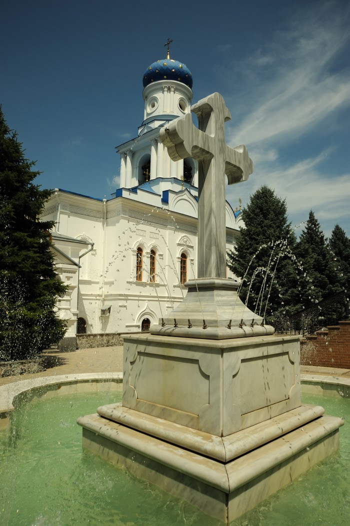 Monastery with a cross fountain