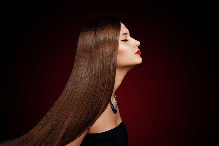 4K Portrait of Beautiful Woman with Long Brown Hair