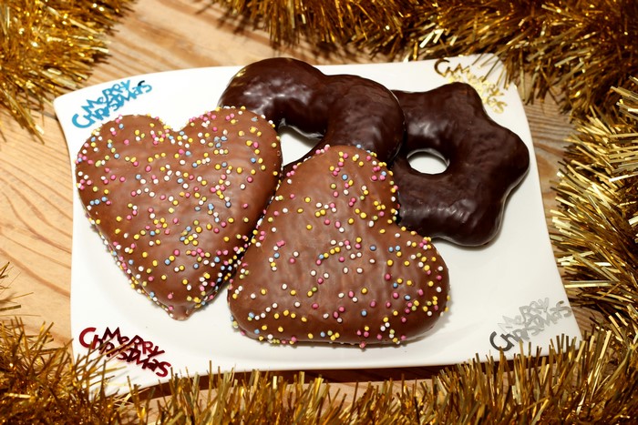Christmas chocolate cookies on a plate