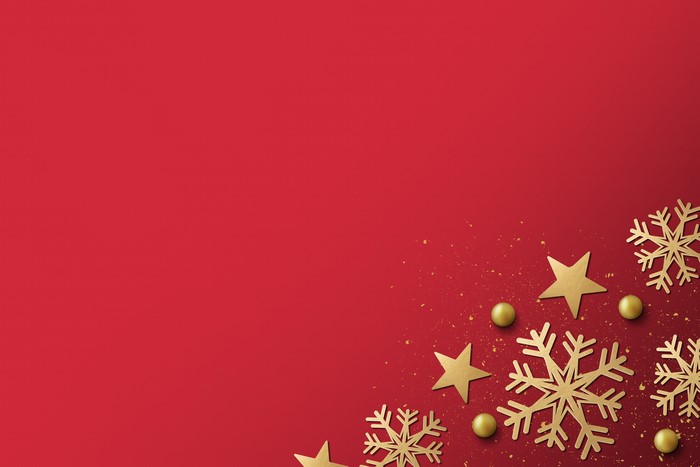 Christmas snowflakes and stars on red background
