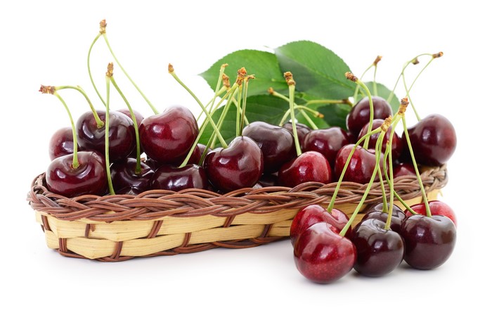 Cherries in a wicker basket